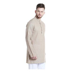 Shatranj Men's Indian Classic Mandarin Collar Vintage Style Stripe Kurta Tunic S